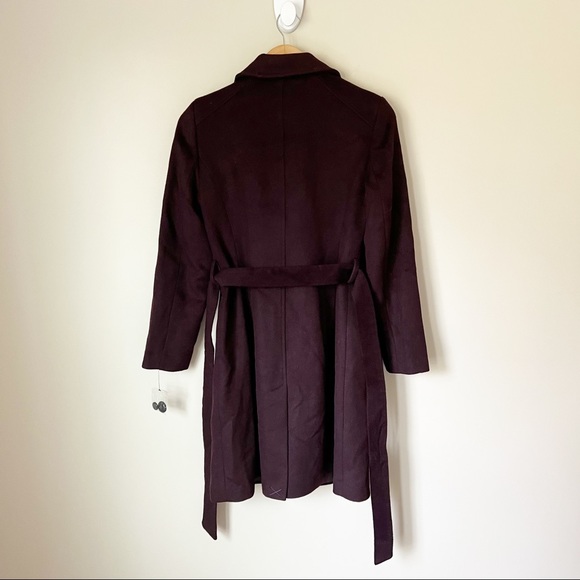 Sam Edelman Belted Wool Blend Trench Coat Wine Burgundy 2 NWT - Picture 14 of 14